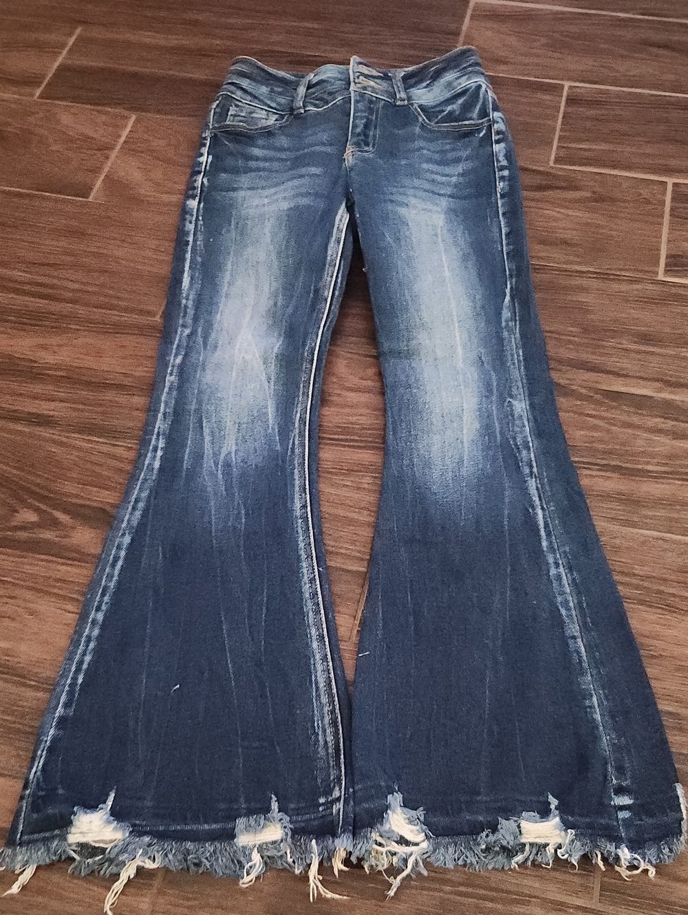 KanCan Dark Blue Distressed Flare Jeans